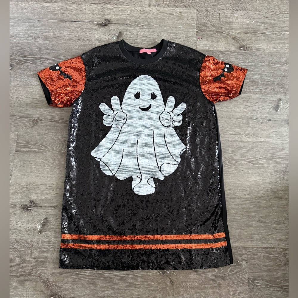 Simply Southern Black & Orange Sequin Ghost Tunic Size S/M
